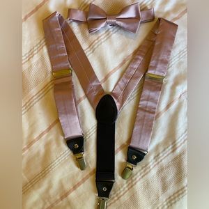 Custom toddler bow tie and suspenders to match David’s bridal Quartz